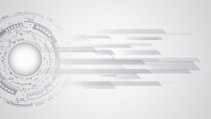Poster - Science, and technology background. Light pale vector background for a banner. Abstract geometric pattern of stripes and circles, for presentation. Abstract white and gray horizontal design.
