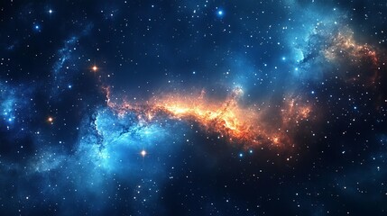Wall Mural - A breathtaking panoramic space scene filled with stars nebulae and a glowing galaxy showcasing the vastness of the universe