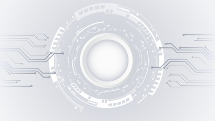 Leinwandbilder - Data transfer and protection, internet communication on a grey background. High computer technology design. Modern science vector presentation. Abstract circles and lines futuristic concept.