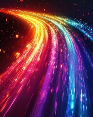 Poster - Dynamic light trails against dark background creating a sense of speed and energy with vibrant colors and abstract design