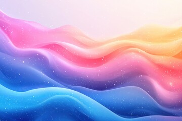 Poster - Abstract Pastel Gradient Waves with Sparkling Particles Soft Flowing Curves and Dreamy Background for Creative Design