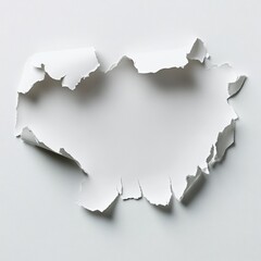 Poster - Abstract torn paper revealing a blank space on a textured white background studio shot for creative design