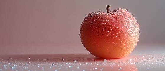 Poster - Fresh Plum with Water Droplets on Pink Background Capturing the Essence of Summer with a Clean Aesthetic and a Soft Light