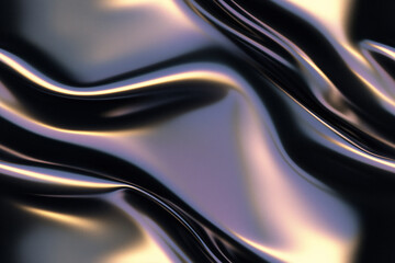 Poster - Liquid Fabric: A luxurious, iridescent fabric flows in graceful curves, creating a sense of elegance. Capturing the fabric's smooth texture and a gradient of subtle tones, the image is an abstraction.