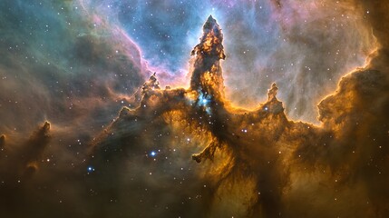 Wall Mural - A detailed view of the Carina Nebula a vast starforming region filled with glowing clouds of gas
