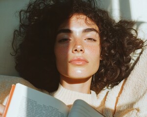 Aufkleber - National Donate A Book Day Soft Autumn Wellness Journey - Mindful Reading Experience for Gen Z Self-Care and Personal Growth in Minimalist Aesthetic