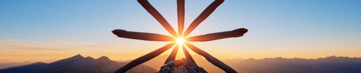 Poster - Sunrise Synergy Collaborative Leadership and Transformative Team Dynamics - Panoramic Motivation for Innovative Corporate Performance and Gen Z Empowerment