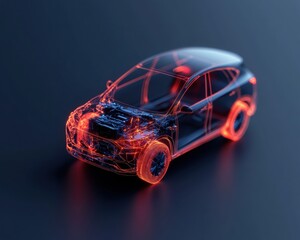 Aufkleber - Futuristic Electric Vehicle X-Ray Cutting-Edge Automotive Innovation Revealing Advanced Battery Safety Design and Thermal Engineering Precision