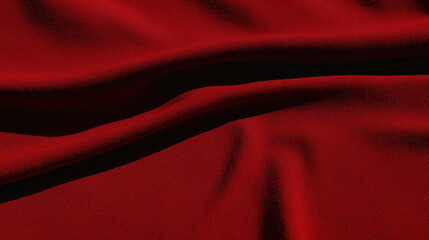 Poster - Crimson Drapery: A close-up shot of rich, velvety fabric, showcasing the exquisite texture and flowing folds of the luxurious material, evoking a sense of opulence and refinement.
