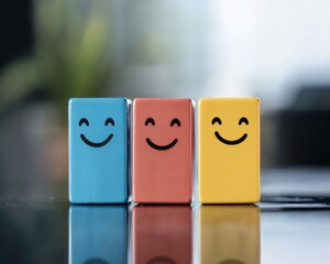 Fototapete - Playful Economic Sentiment Visualization Vibrant Mood Blocks Showcasing Consumer Confidence and Market Optimism in Minimalist Design Trend