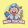 © EPS - Adorable Math Teacher Mascot Cruising in a Cartoonish Vehicle