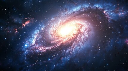 Wall Mural - A mesmerizing view of a spiral galaxy surrounded by twinkling stars capturing the beauty of deep space