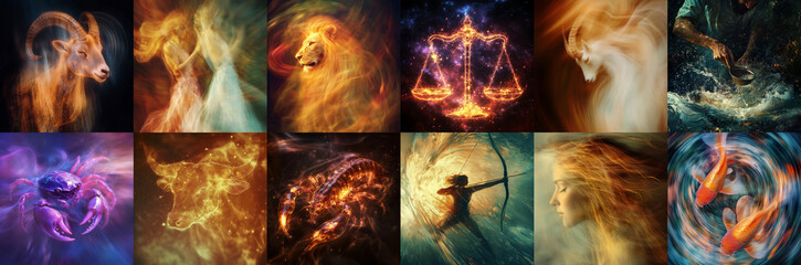Wall Mural - modern zodiac sign illustration with trendy blur effect