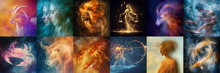 Wall Mural - modern zodiac sign illustration with trendy blur effect