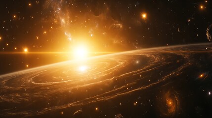 Wall Mural - A mesmerizing view of a spiral galaxy surrounded by twinkling stars capturing the beauty of deep space