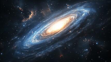 Wall Mural - A mesmerizing view of a spiral galaxy surrounded by twinkling stars capturing the beauty of deep space