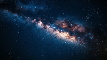 Wall Mural - A panoramic night sky featuring the Milky Way galaxy sparkling with stars against a cosmic expanse