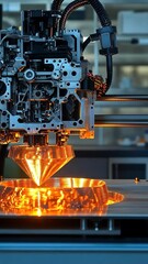 Poster - Advanced metal 3D printing technology in a laboratory setting during the daytime