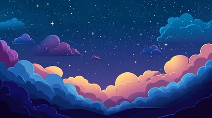 Wall Mural - A peaceful night sky filled with stars and wispy clouds capturing the tranquility of space