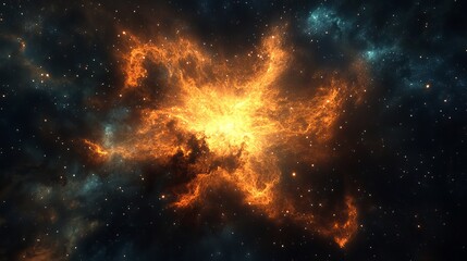 Wall Mural - A powerful image of a nebula bursting with light and cosmic energy set against a deepspace backdrop
