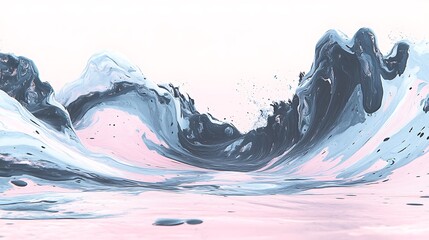 Poster - abstract landscape of fluid acrylic paint in pastel tones evokes serenity