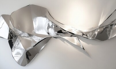 Poster - A silver sculpture with a jagged edge and a reflective surface