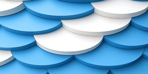 Aufkleber - Modern circular tile pattern in serene blue and crisp white for abstract background design