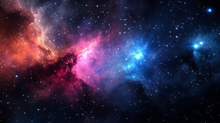 Wall Mural - A vivid and colorful universe filled with a radiant starry nebula capturing the mystery of outer space