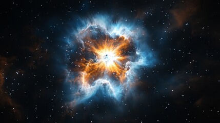 Wall Mural - A vibrant deepspace artwork featuring a glowing starlit nebula within a distant galaxy