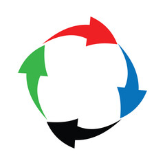 Fototapete - One headed curved arrow icon set. One ended arrow illustration. Semi circular red black green blue arrow icon set. Multi colored single headed arrow. Replaceable vector design.