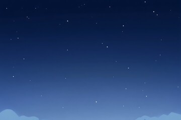 Poster - Serene Starry Night Illustration with Gradient Sky and Subtle Cloud Accents