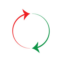 Fototapete - Single headed red green circular arrow icon set. One ended arrow illustration. Multi colored single headed arrow in circle. Replaceable vector design.