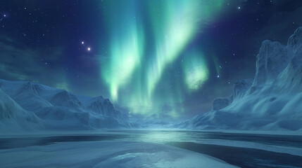 spectacular aurora borealis lighting up the starry sky, inspiring wonder and celestial energy in dar