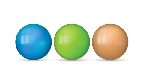 Wall Mural - set with glass colorful balls. glossy realistic ball, 3d abstract vector illustration highlighted on