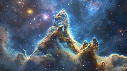 Wall Mural - The Cosmic Cliffs in the Carina Nebula a breathtaking starforming region filled with glittering celestial formations