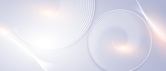 Poster - Abstract Light Blue Background with Circular Lines and Soft Glow Effects. Vector