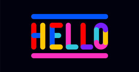 Canvas Print - hello. funny banner, speech bubble, poster sticker concept. geometric colorful style for fun, bright