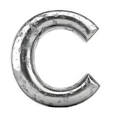 Poster - Textured metallic letter C with an industrial or futuristic design, displayed against a clean white background.
