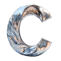 Poster - Metallic Letter C: Reflective, Abstract Typography