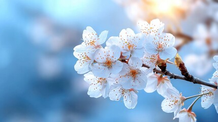 Poster - A beautiful white flower with a blue sky in the background