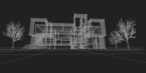 Poster - abstract architecture house 3d illustration