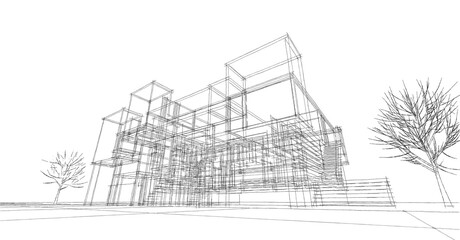 Poster - abstract architecture house 3d illustration