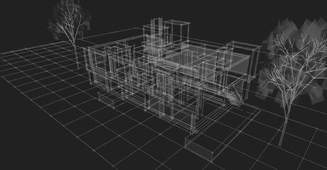Poster - abstract architecture house 3d illustration