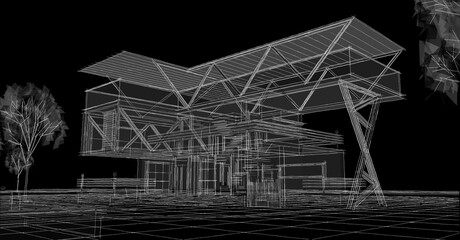 Poster - abstract architecture house 3d illustration