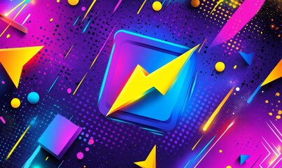 Leinwandbilder - Abstract Neon Geometric Shapes: Vibrant 3D Design