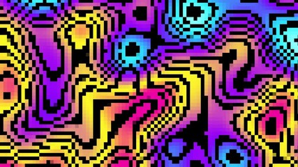 Aufkleber - Multicolored pixel square mosaic background. Acid psychedelic loop VJ background