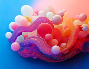 Poster - abstract 3d liquid shape on pastel colour for background