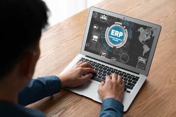 Fototapete - erp enterprise resource planning software for modish business to plan the marketing strategy