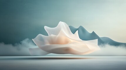 Poster - Abstract floating form in ethereal landscape