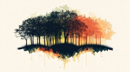  Serene Silhouette Abstract Watercolor Forest